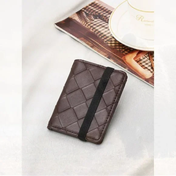 New Men Braided Embossed Small Wallet 165 - Picture 3 of 4